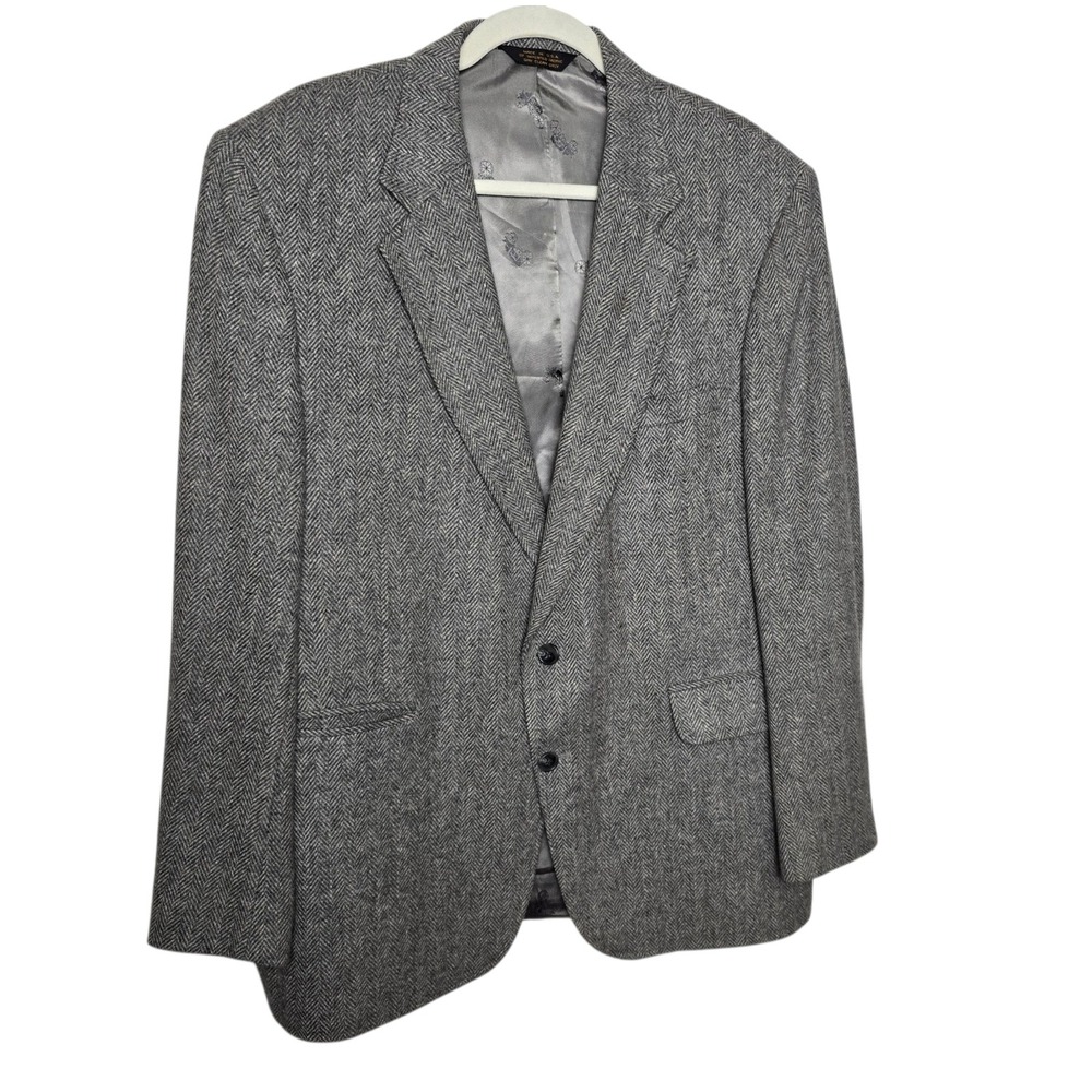 Cotswold Collection Dillards Mens Grey Herringbone Lambswool Sport Coat Blazer